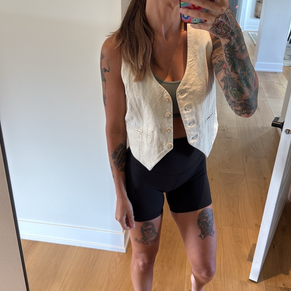 Blank NYC Cream Button-Up Vest
